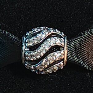 Authentic Pandora Retired Winter Wisp Bead with Clear Pave Zirconia - 791197CZ